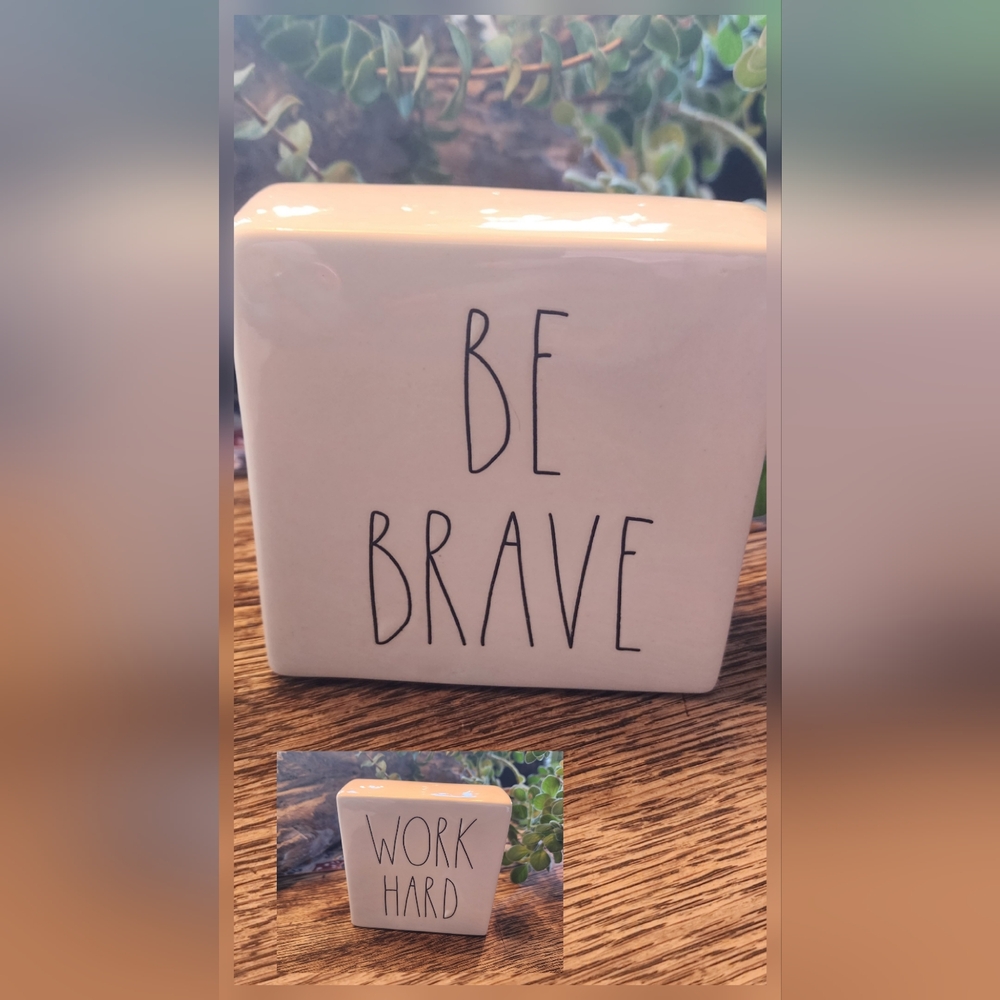 Rae Dunn Cream 'Be Brave' Planter